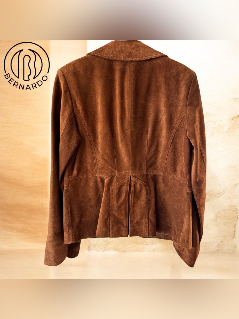 🛍️SALE🛍️ Bernardo Women’s Cognac Brown Suede Genuine Leather Blazer Jacket - Picture 3 of 8